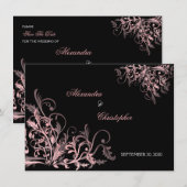 Elegante Roze Krullen Save the Date Aankondiging (Voorkant / Achterkant)
