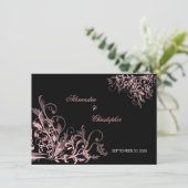 Elegante Roze Krullen Save the Date Aankondiging (Staand voorkant)