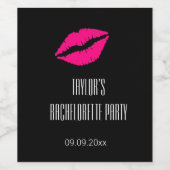 Elegante Roze Kus Bachelorette Feest Fles Wijn Etiket (Enkel label)