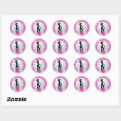 Elegante Roze Lady Golfer Ronde Sticker (Vel)