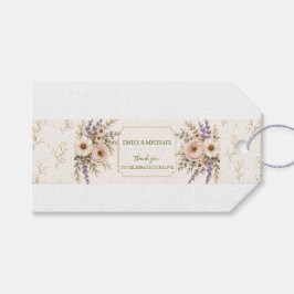 Elegante Roze Lavendel Bloemige Trouwuitnodiging Cadeaulabel