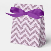 Elegante Roze Lavendel Faux Glitter Chevron Bedankdoosjes (Voorkant Zijde)