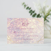 Elegante roze lavendel glitter sparkle bruiloft RSVP kaartje (Staand voorkant)