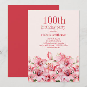 Elegante Roze Lelies 100e Verjaardag Kaart