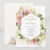 Elegante Roze Lelies 2 Uitnodiging (Voorkant / Achterkant)