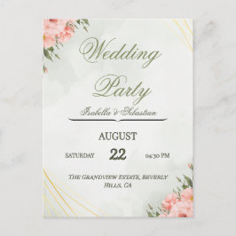 Elegante Roze Lelies & Gouden Geometrische Lijst T Briefkaart