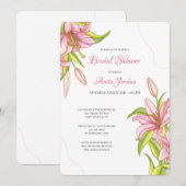 Elegante Roze Lelies Uitnodiging (Voorkant / Achterkant)