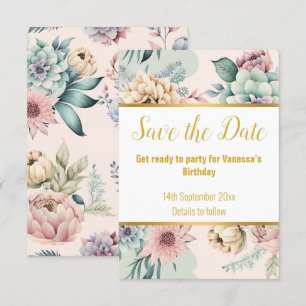 ELEGANTE ROZE LENTE BLOEMEN RSVP KAART