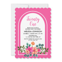 Elegante roze lente Flora groen 21e verjaardag