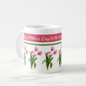 Elegante roze lente tulp Happy Moederdag Koffiemok (Voorkant links)