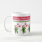 Elegante roze lente tulp Happy Moederdag Koffiemok (Links)