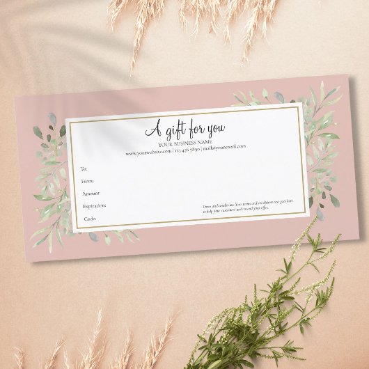 Elegante Roze Lentebladeren Cadeaubon