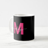 Elegante Roze Lettertype Naam Initiaal Monogram Koffiemok (Voorkant links)