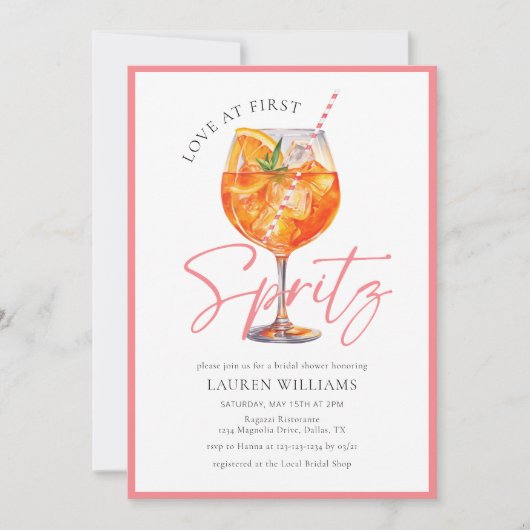 Elegante roze liefde bij eerste Spritz Vrijgezelle Kaart (Voorkant)