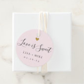Elegante Roze Liefde is Zoet Bruiloft Bedankjes Labels (In situ)