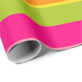 Elegante roze, Limoen, Oranje en gele leuke strepe Cadeaupapier (Rol Hoek)