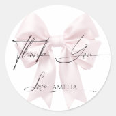 Elegante Roze Lint Bedankt Ronde Sticker (Voorkant)