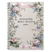 Elegante Roze Lint Bloemen Bijbel Studienotities Notitieboek (Voorkant)