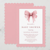 Elegante Roze Lint Boog Baby Shower Kaart (Voorkant / Achterkant)