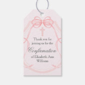 Elegante roze lint boog bevestiging cadeaulabel (Voorkant)