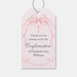 Elegante roze lint boog bevestiging cadeaulabel