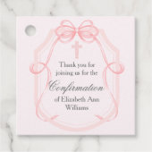 Elegante roze lint boog bevestiging partij bedankjes labels (Voorkant)