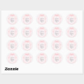 Elegante roze lint boog doopfeest ronde sticker (Vel)