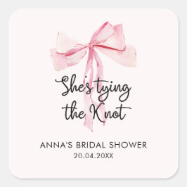 Elegante Roze Lint Bruidsmeisjesfeest Vierkante Sticker