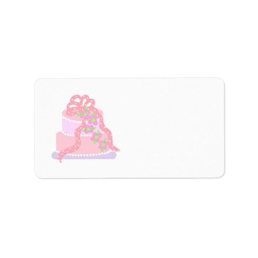 Elegante Roze Lint Cake Etiket (Voorkant)