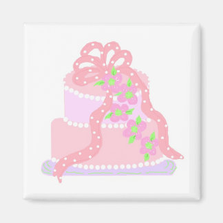 Elegante Roze Lint Cake Magneet
