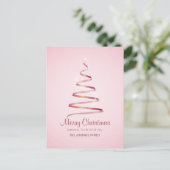 Elegante roze lint kerstboom  feestdagenkaart (Staand voorkant)