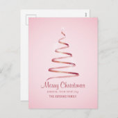 Elegante roze lint kerstboom  feestdagenkaart (Voorkant / Achterkant)