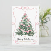 Elegante Roze Lint Kerstboom Kaart (Staand voorkant)