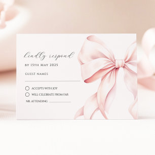 Elegante Roze Lint RSVP-reactiekaart RSVP Kaartje