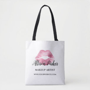 Elegante roze lippen make-up artist tote bag