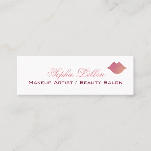Elegante roze lippen profiel kaart voor make-up ar mini visitekaartje (Voorkant)