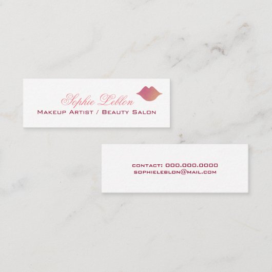 Elegante roze lippen profiel kaart voor make-up ar mini visitekaartje (Voorkant / Achterkant)