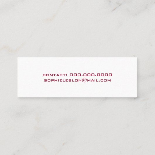 Elegante roze lippen profiel kaart voor make-up ar mini visitekaartje (Achterkant)