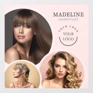 Elegante Roze Logo Foto Kapper Bedrijf Raamsticker