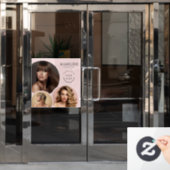 Elegante Roze Logo Foto Kapper Bedrijf Raamsticker (Kantoordeur)