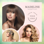 Elegante Roze Logo Foto Kapper Bedrijf Raamsticker (Vel 3)