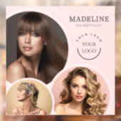 Elegante Roze Logo Foto Kapper Bedrijf Raamsticker (Vel 2)
