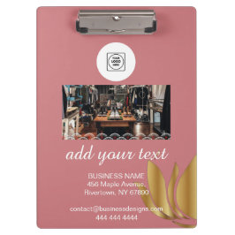 Elegante Roze Logo Klembord met Aangepaste Tekst