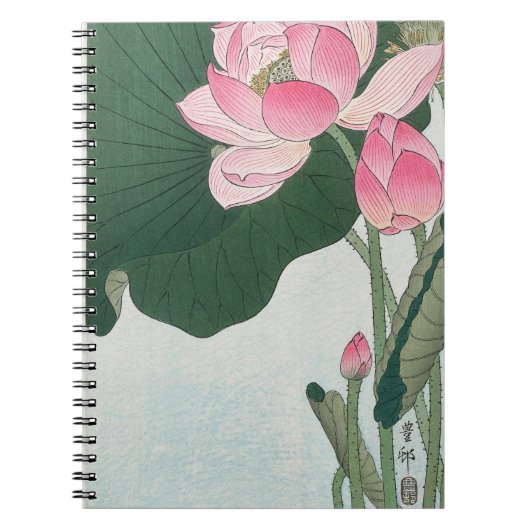 Elegante roze lotus Japanse bloemenprint Notitieboek (Voorkant)