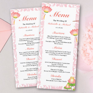 Elegante Roze Lotus Lantaarns Indisch Trouwmenu