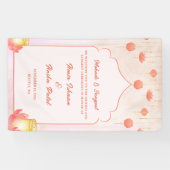 Elegante Roze Lotus Lantaarns Mehndi Sangeet Spandoek (Horizontaal)