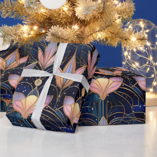 Elegante Roze Lotus Nep Gebrandschilderd Glas Patr Cadeaupapier