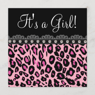 Elegante Roze Luipaard Baby Shower Kaart