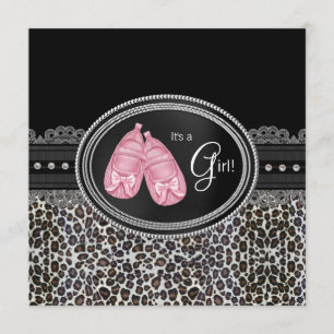 Elegante Roze Luipaard Baby Shower Kaart
