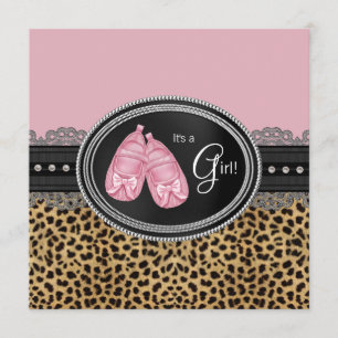 Elegante Roze Luipaard Baby Shower Kaart